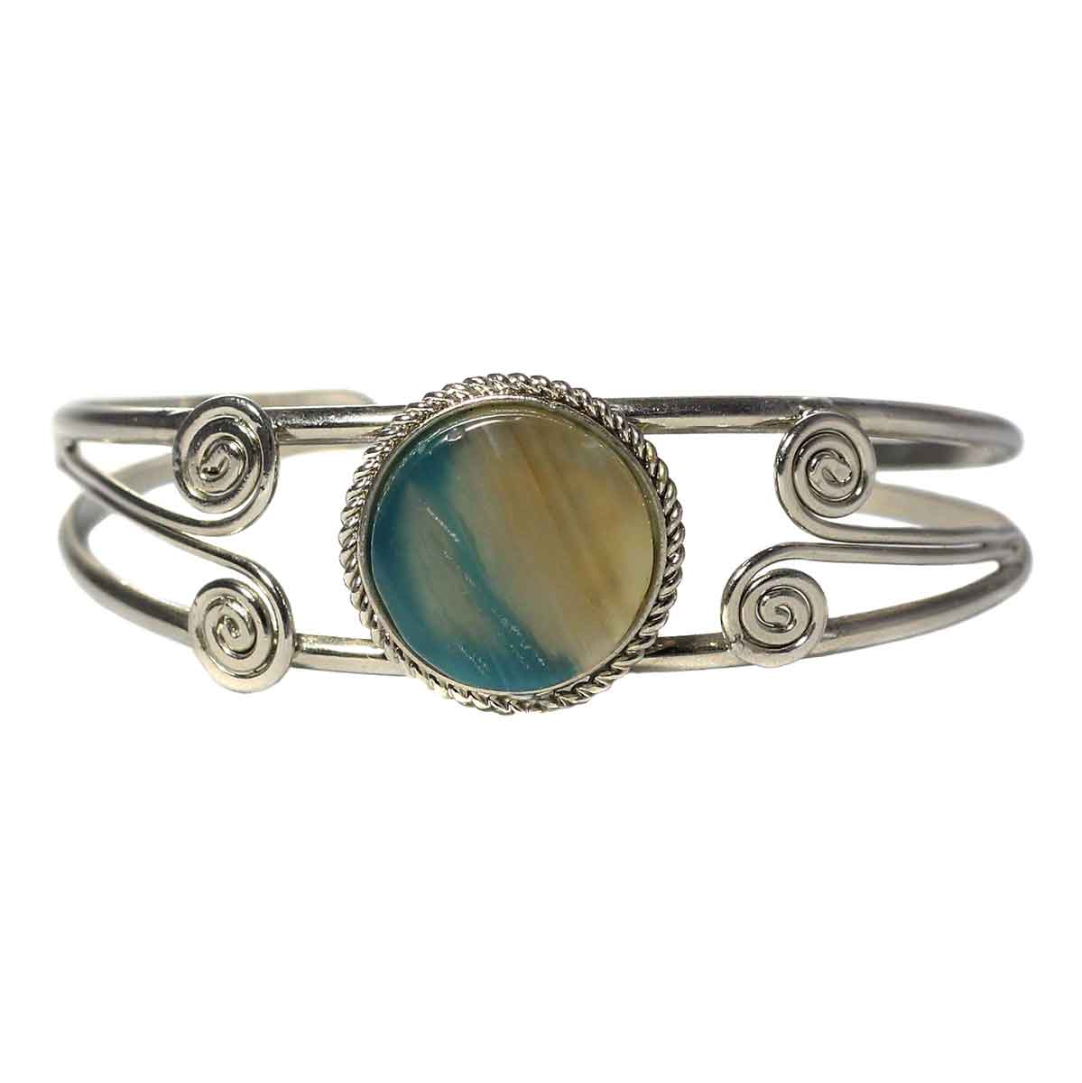 Inka-Products-Bracelet en Métal Argenté QILLA-Pierre Semi-précieuse Aigue Marine