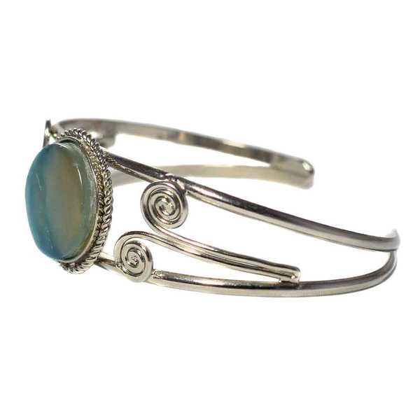 Bracelet en Métal Argenté QILLA Pierre Semi-précieuse Aigue Marine - Inka Products