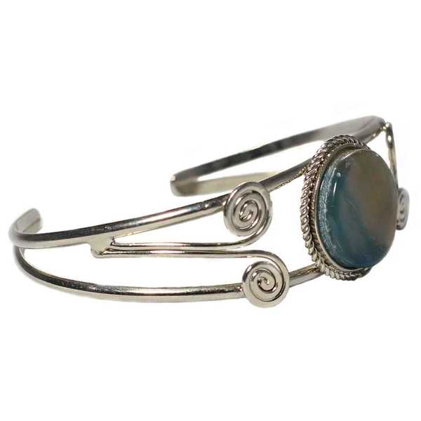 Bracelet en Métal Argenté QILLA Pierre Semi-précieuse Aigue Marine - Inka Products