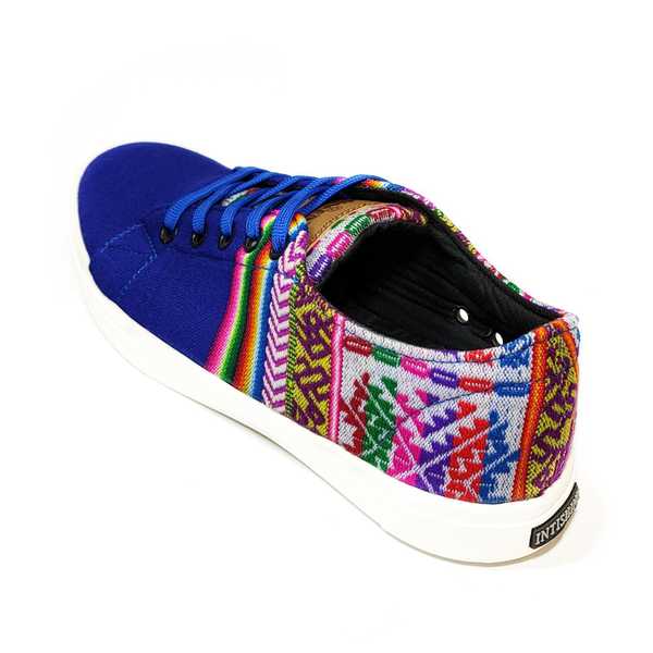 Sneakers Baskets Basses PARACAS BLEU Tissu Péruvien Motif Ethniques Homme-Femme - Inka Products