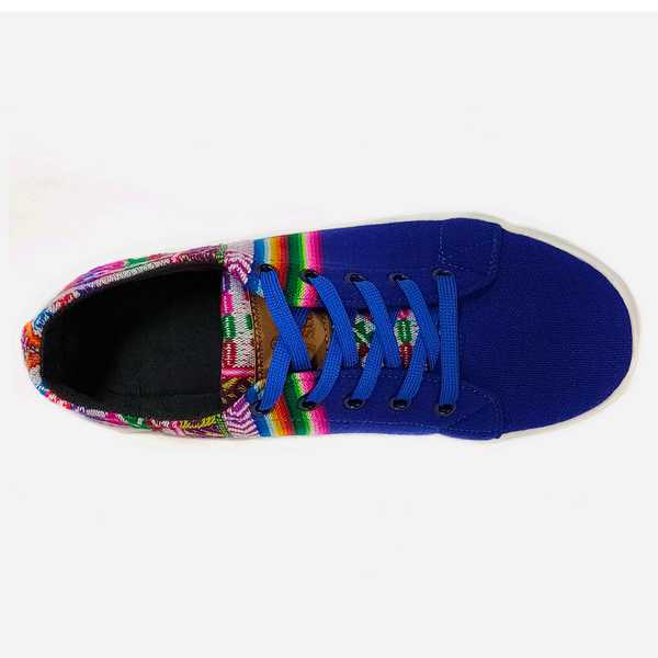 Sneakers Baskets Basses PARACAS BLEU Tissu Péruvien Motif Ethniques Homme-Femme - Inka Products