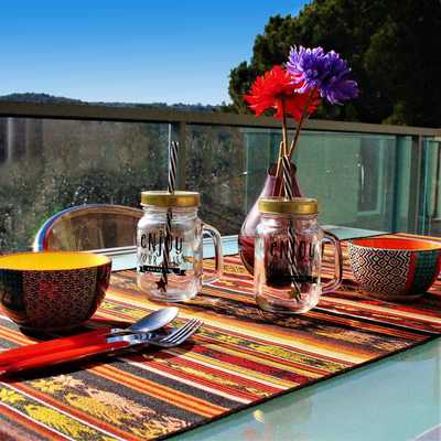 Chemin de Table Péruvien Noir Poissons CHALLWA - Inka Products