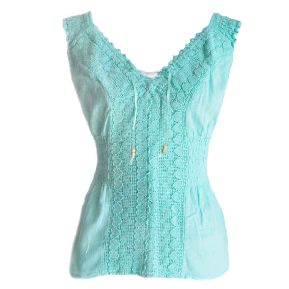 Blouse T-shirt Col V à Épaule Dénudée-Évasé Coton Péruvien