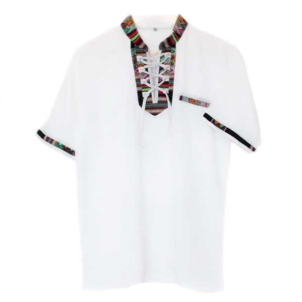 Chemise Col Mao Homme Tissu Traditionnel Andin Coloré - Inka Products