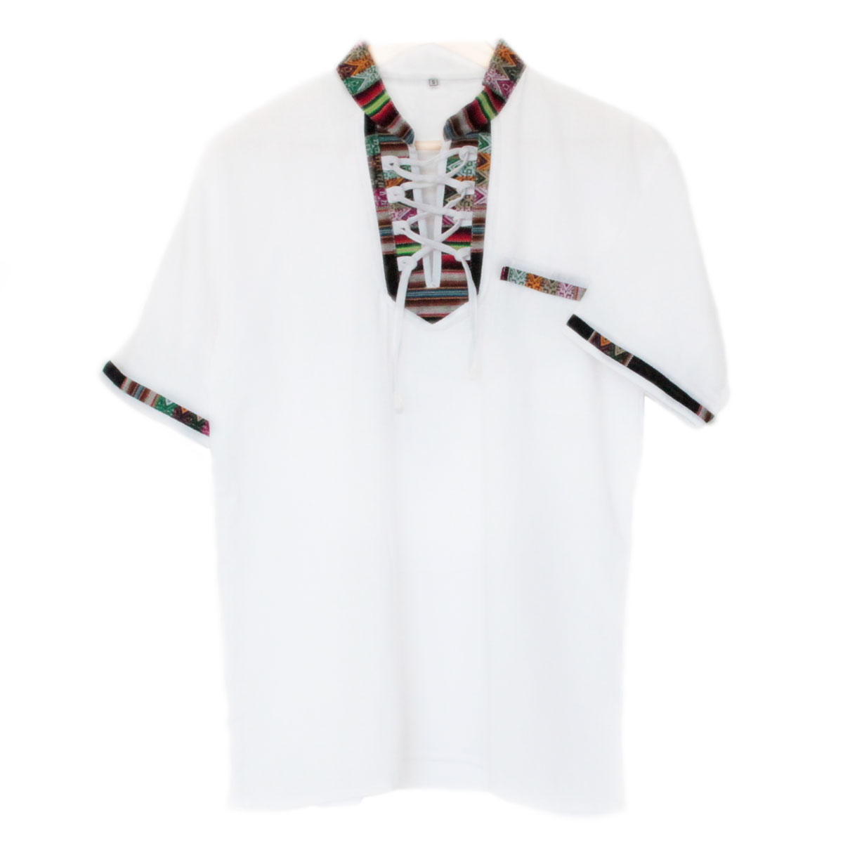 Inka-Products-Chemise Col Mao Homme-Tissu Traditionnel Andin Coloré