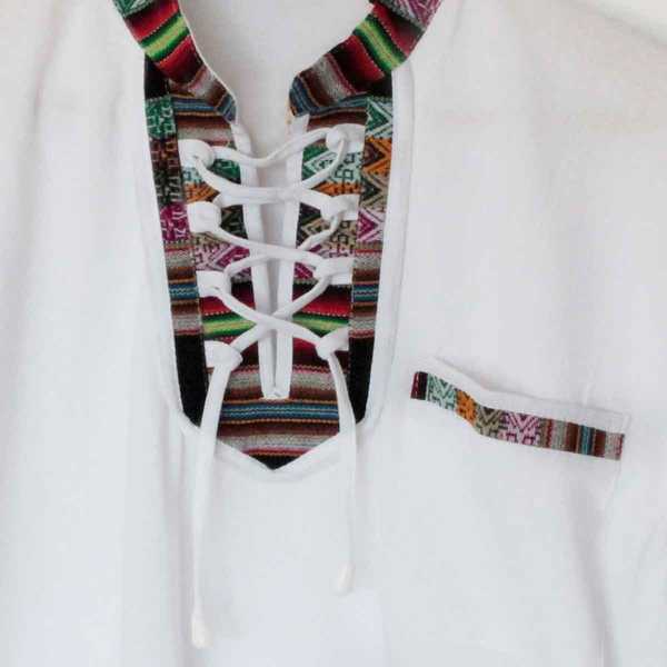 Chemise Col Mao Homme Tissu Traditionnel Andin Coloré - Inka Products