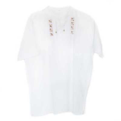 Chemise Col Mao Homme Coton Péruvien Brodé Fils Motif Ethniques - Inka Products