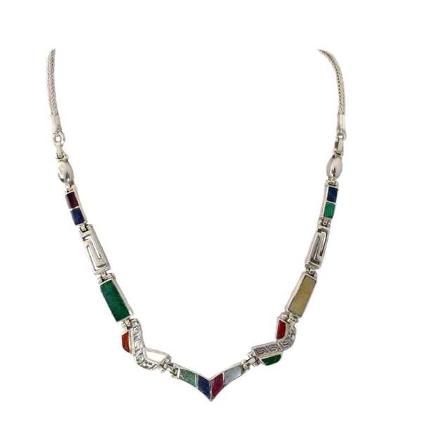 Collier Argent Princesse Inca Argent 950ème incrusté de Pierres Semi-précieuses - Inka Products