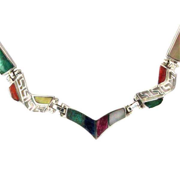 Collier Argent Princesse Inca Argent 950ème incrusté de Pierres Semi-précieuses - Inka Products
