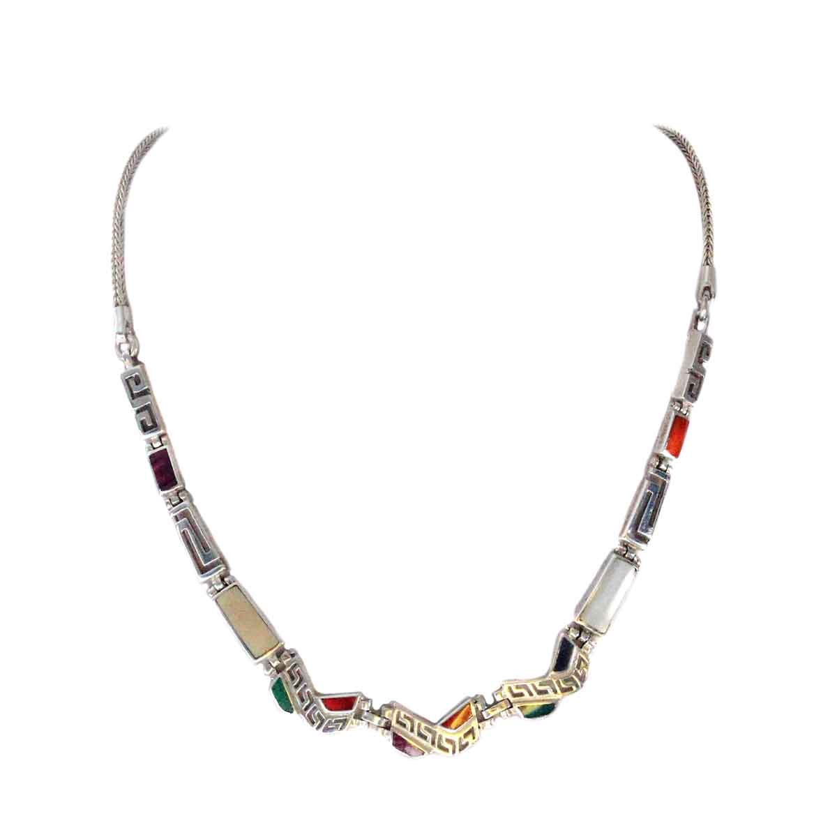 Inka-Products-Collier Argent SIPAN-Argent 950ème incrusté de Pierres Semi-précieuses