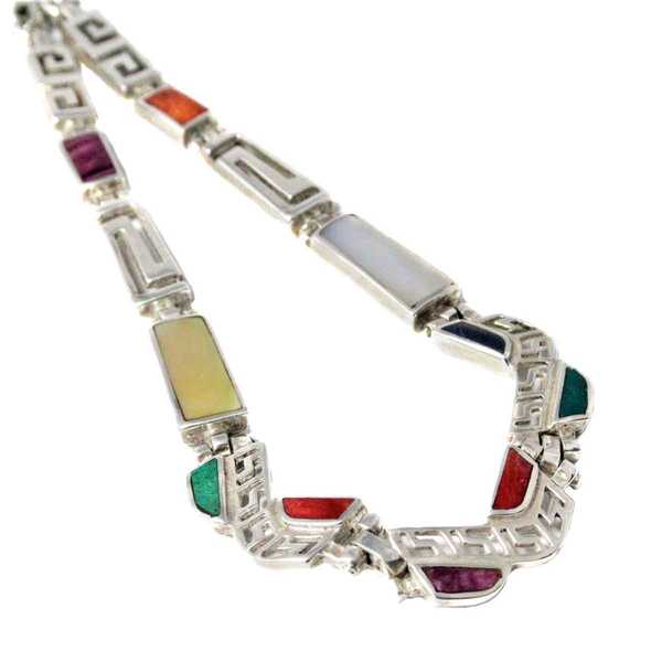 Collier Argent SIPAN Argent 950ème incrusté de Pierres Semi-précieuses - Inka Products