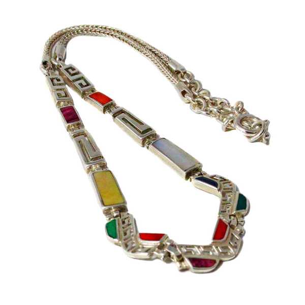 Collier Argent SIPAN Argent 950ème incrusté de Pierres Semi-précieuses - Inka Products