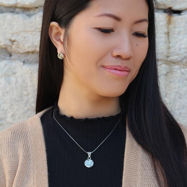 Collier Pendentif en Argent - INTI Soleil Divin Inca Argent 950 incrusté de Pierres Naturelles Semi-précieuses - Inka Products