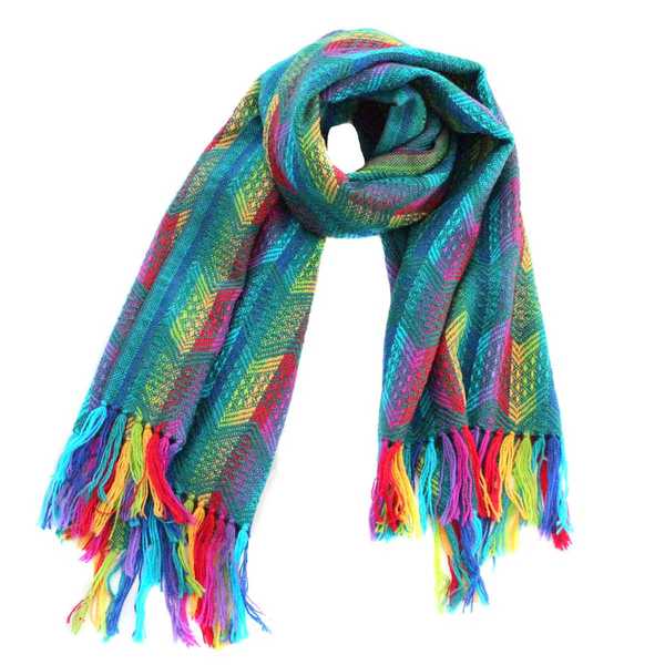 Châle SAYTU Vert motifs ethniques - Inka Products