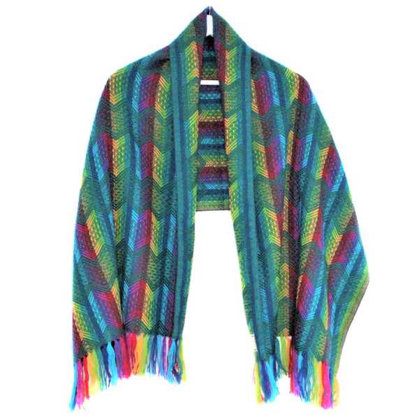 Châle SAYTU Vert motifs ethniques - Inka Products