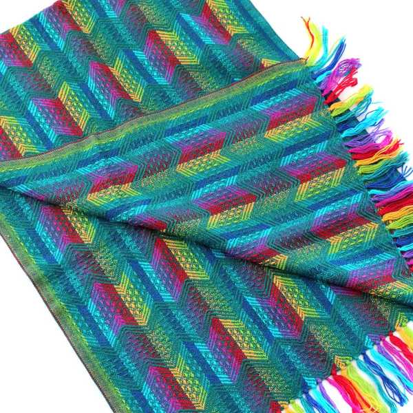 Châle SAYTU Vert motifs ethniques - Inka Products