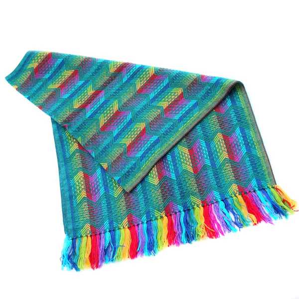 Châle SAYTU Vert motifs ethniques - Inka Products