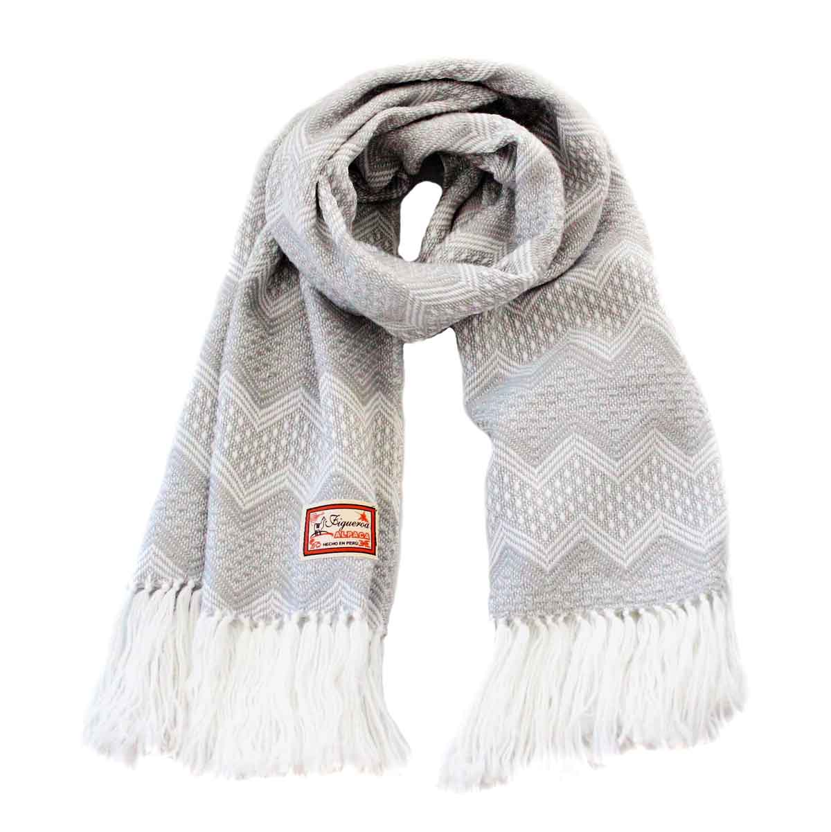 Inka-Products-Châle SAYTU-Gris Claire motifs ethniques