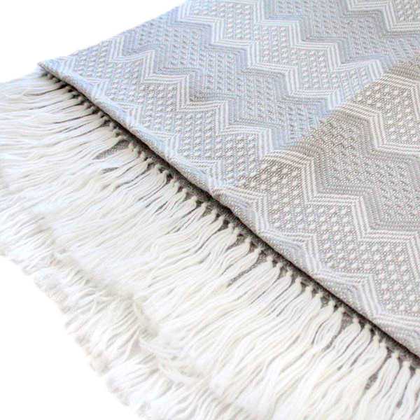 Châle SAYTU Gris Clair motifs ethniques - Inka Products