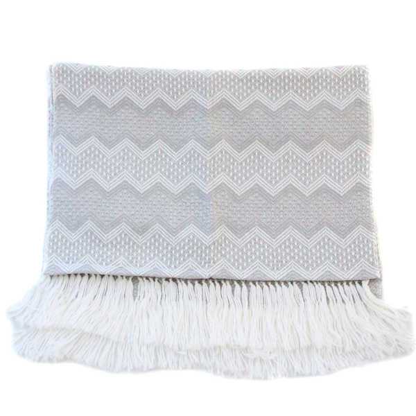 Châle SAYTU Gris Clair motifs ethniques - Inka Products