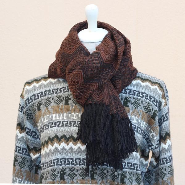Écharpe Péruvienne SAYTU Alpaga Motifs Ethniques ZigZag - Inka Products