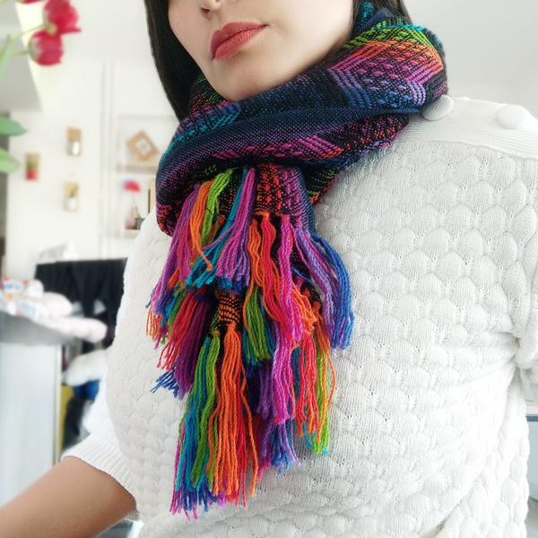 Écharpe Péruvienne SAYTU Alpaga Motifs Ethniques ZigZag - Inka Products