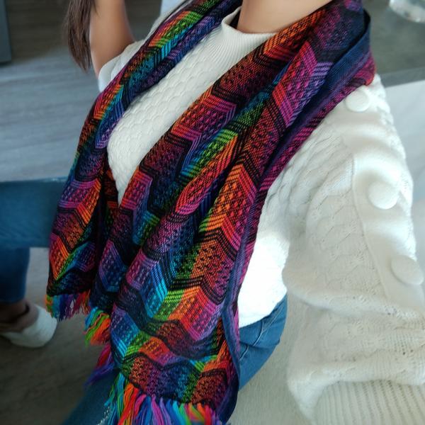 Écharpe Péruvienne SAYTU Alpaga Motifs Ethniques ZigZag - Inka Products
