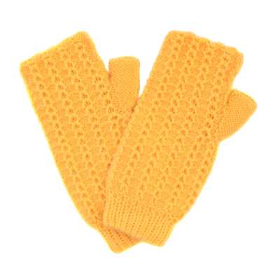 Mitaines Courtes à Côtes Laine Alpaga Jaune - Inka Products
