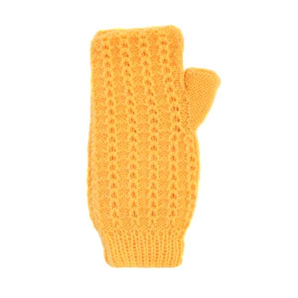 Mitaines Courtes à Côtes Laine Alpaga Jaune - Inka Products