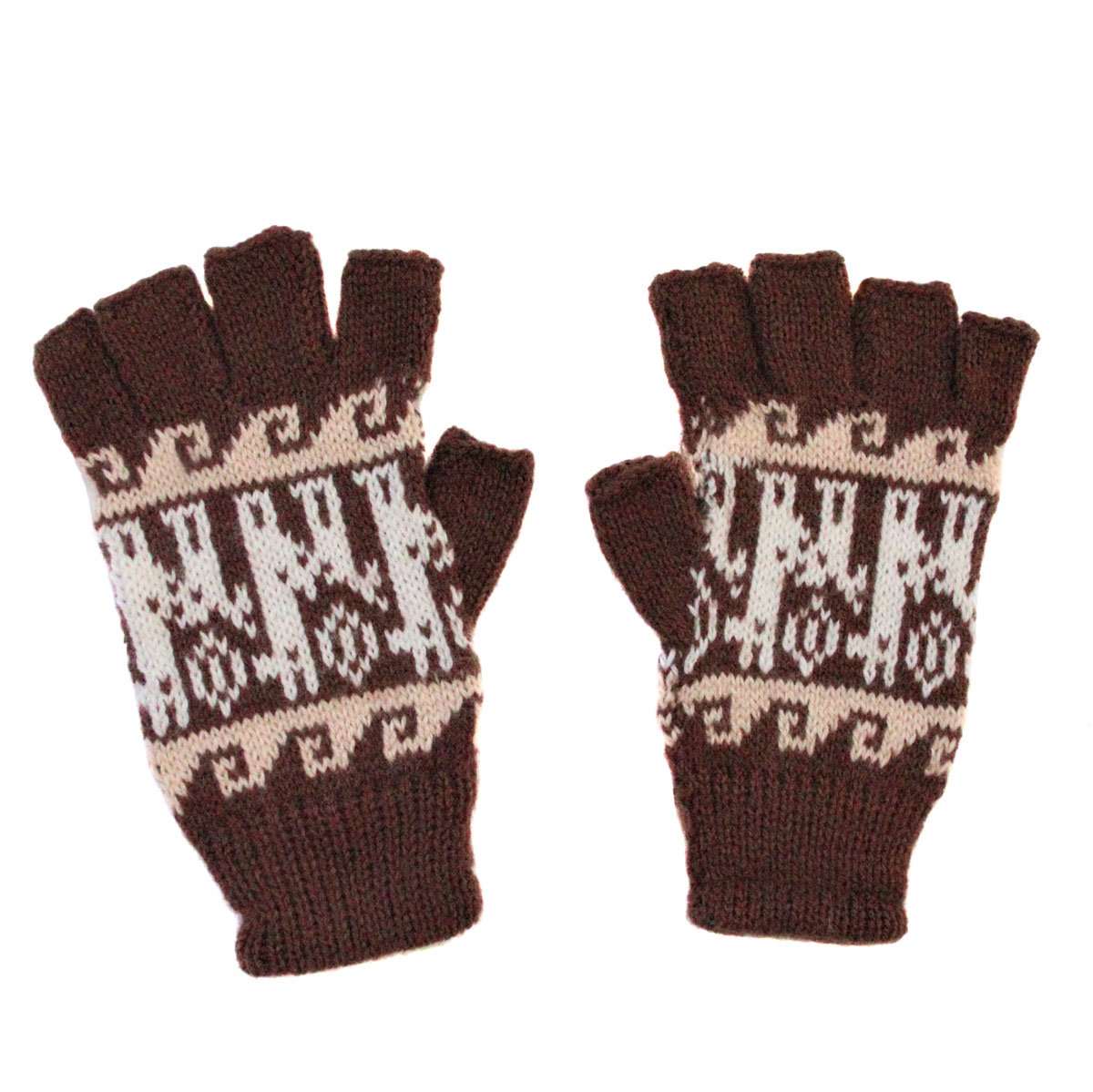 Inka-Products-Mitaines Courtes-Marron Lama