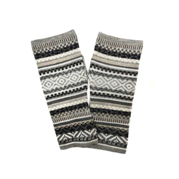 Mitaines Longues UNIK Baby Alpaga Gris Beige Motifs Ethniques - Inka Products