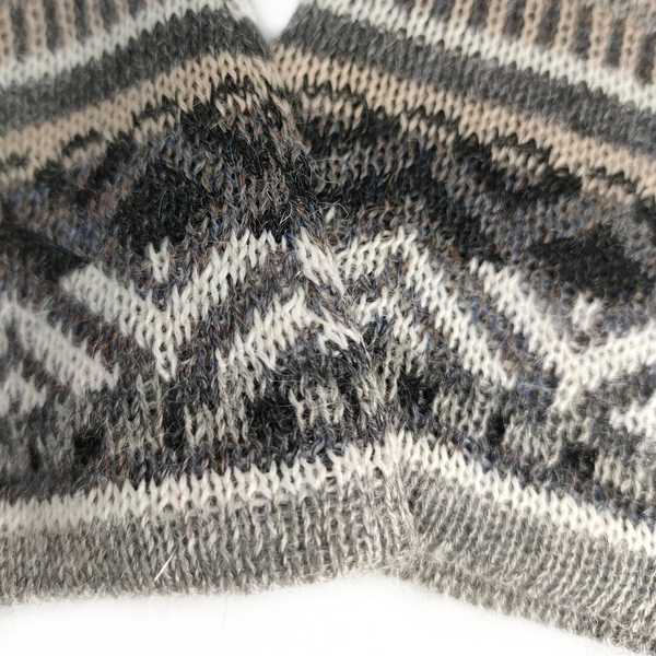 Mitaines Longues UNIK Baby Alpaga Gris Beige Motifs Ethniques - Inka Products