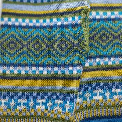 Mitaines Longues UNIK Baby Alpaga Vert Motifs Ethniques - Inka Products