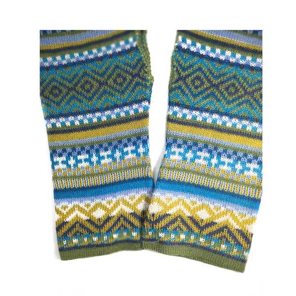 Mitaines Longues UNIK Baby Alpaga Vert Motifs Ethniques - Inka Products