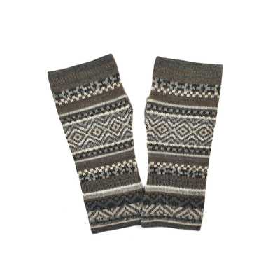 Inka-Products-Mitaines Longues UNIK Baby Alpaga-Gris Foncé Motifs Ethniques