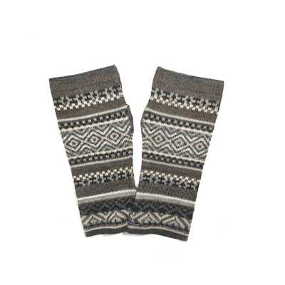 Mitaines Longues UNIK Baby Alpaga Gris Foncé Motifs Ethniques - Inka Products