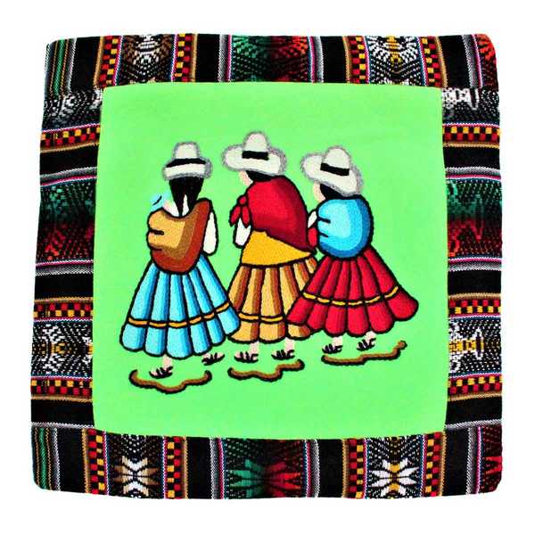 Housse Coussin Péruvienne Verte Las Chismosas - Inka Products