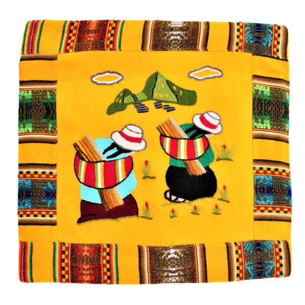 Housse Coussin Péruvienne Jaune Las Chismosas - Inka Products
