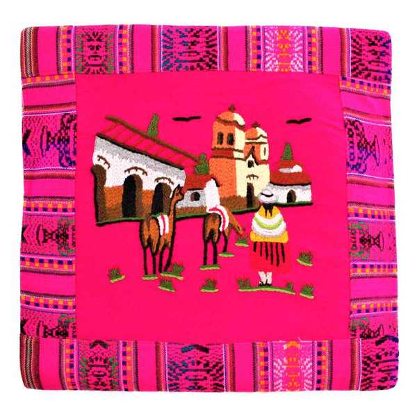 Housse Coussin Péruvienne Fuchsia Pueblo Andino - Inka Products