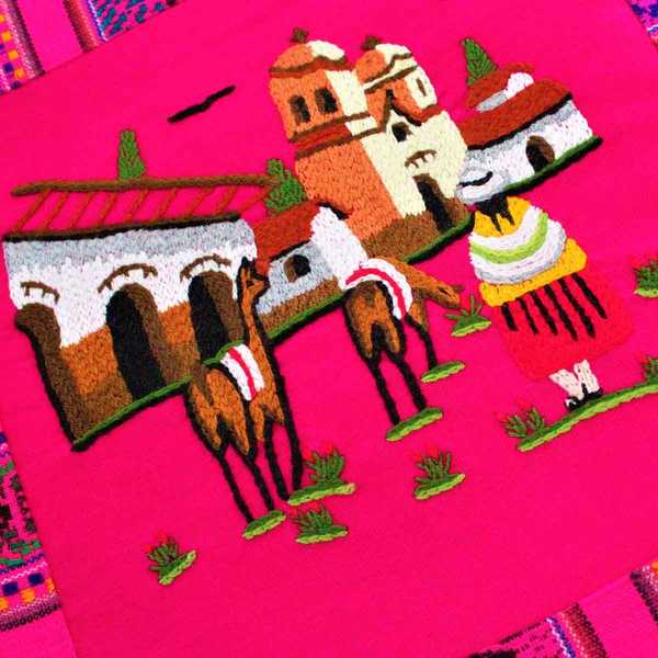 Housse Coussin Péruvienne Fuchsia Pueblo Andino - Inka Products