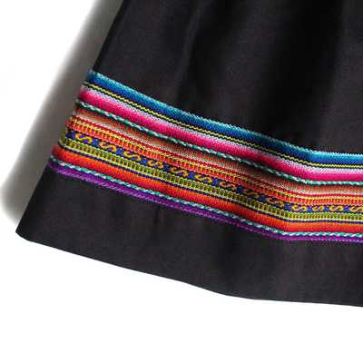 Mini-Jupe Fille CHOLITA Noir Motif Ethnique Kurmi - Inka Products