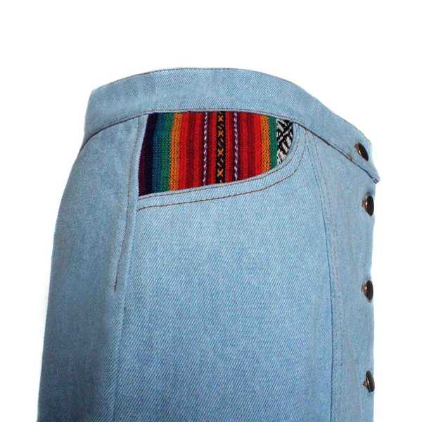 Mini-jupe Femme Denim Tissu Traditionnel Andin Orange - Inka Products