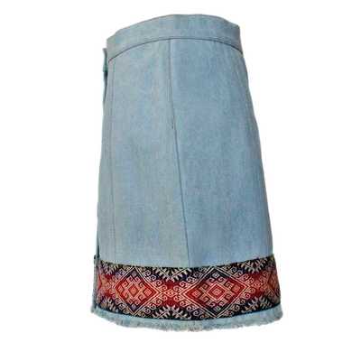 Mini-jupe Femme Denim Tissu Traditionnel Andin Mochica - Inka Products