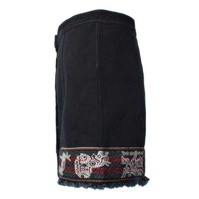 Mini-jupe Femme Denim Tissu Traditionnel Andin Bordeaux - Inka Products