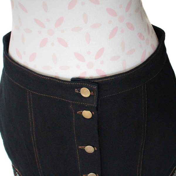 Mini-jupe Femme Denim Noir Tissu Traditionnel Andin Bordeaux - Inka Products