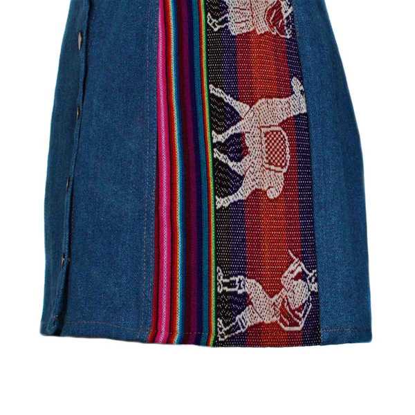 Mini-jupe Femme Denim Bleu Jean Tissu Traditionnel Andin Coloré - Inka Products