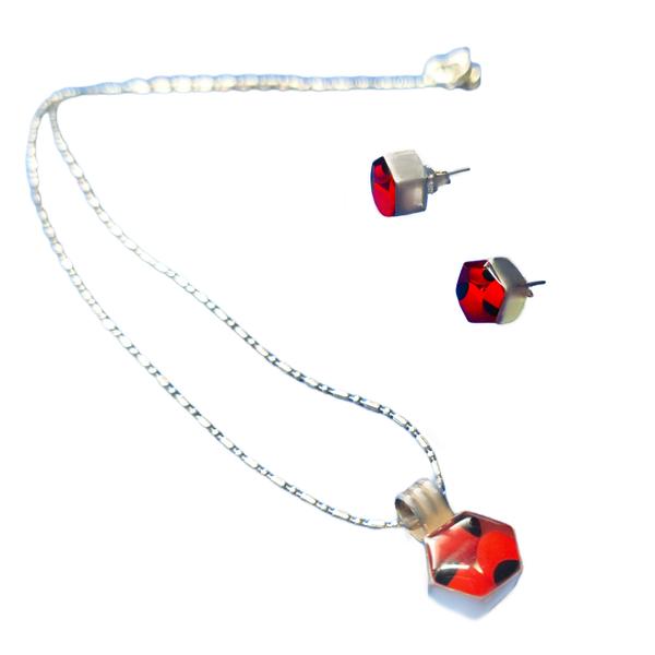 Parure Collier et Boucles d'Oreilles HUAIRURO Forme d'un Hexagone - Inka Products