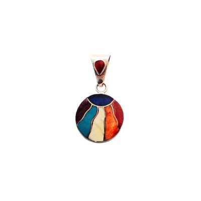 Pendentif Argent INTI Argent 950ème incrusté de Pierres Semi-précieuses - Inka Products