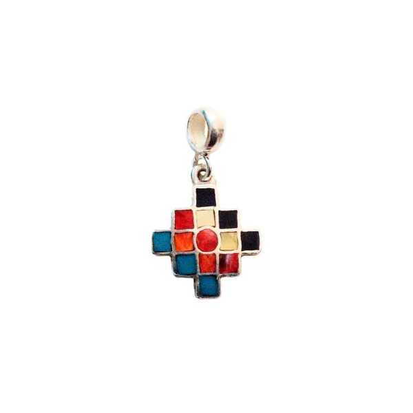 Pendentif Argent MINI CHAKANA Argent 950ème incrusté de Pierres Semi-précieuses - Inka Products