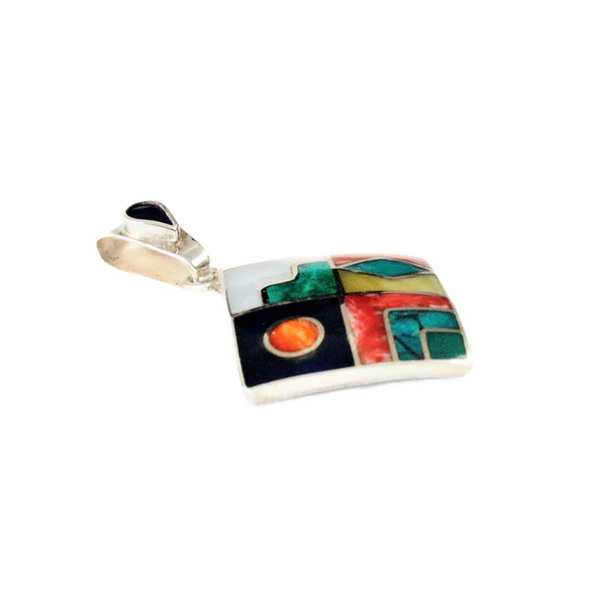 Pendentif Argent CALENDARIO INCA Argent 950ème incrusté de Pierres Semi-précieuses - Inka Products